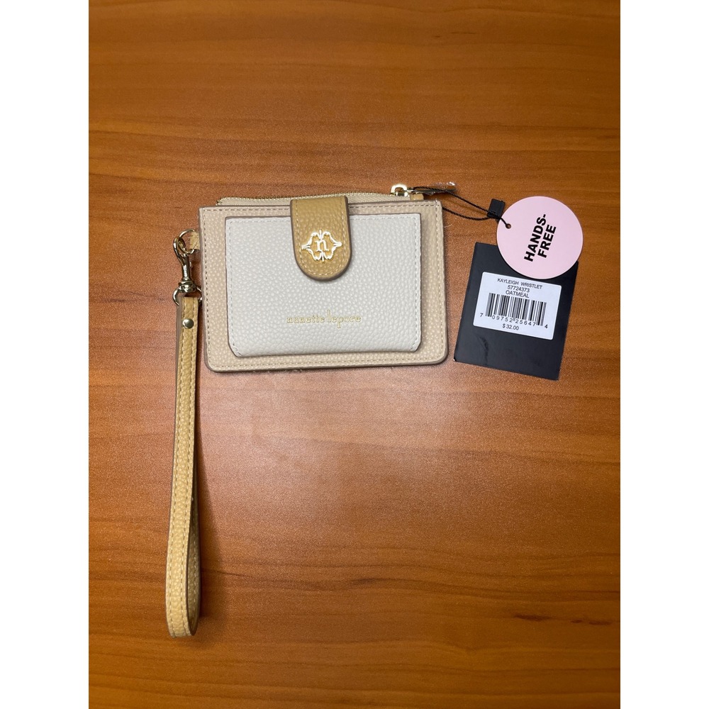 Nanette Lepore Kayleigh Wristlet Wallet Oatmeal Cream Card Holder New 57724373